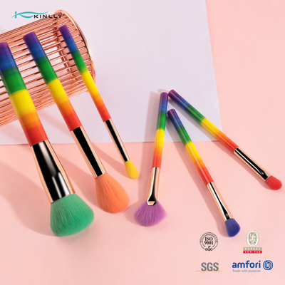 O arco-íris sintético colorido do cabelo do grupo de escova da composição de 6 PCes compõe o grupo de escova