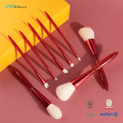 Grupo de escova cosmético da virola de alumínio profissional plástica vermelha dos jogos da escova da composição do punho