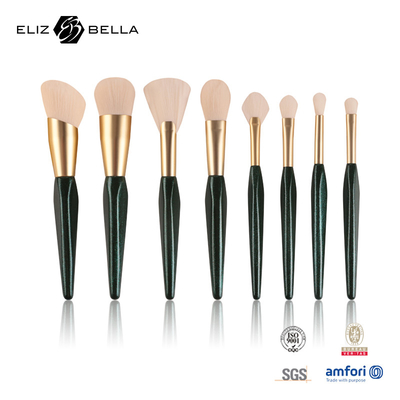 grupo luxuoso de Rose Gold Ferrule Cosmetic Brush das escovas da composição do punho 8-piece de madeira