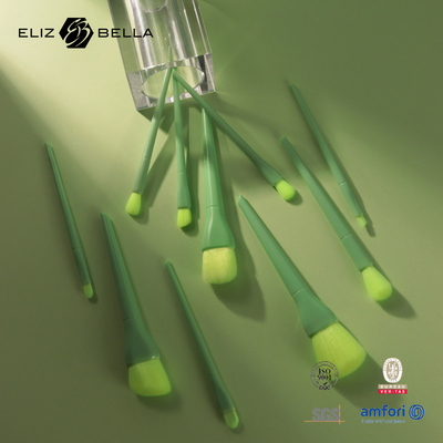 Grupo de escova sintético da composição do cabelo do OEM 9pcs claro - punho plástico verde