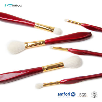 Grupo de escova cosmético vermelho da composição do cabelo 6PCS da cabra do OEM