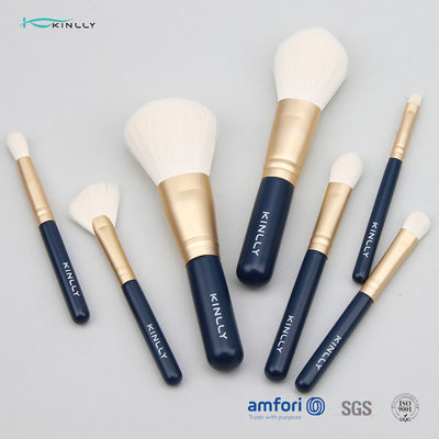 Caixa de papel Mini Makeup Brush Set de azuis marinhos 7PCS