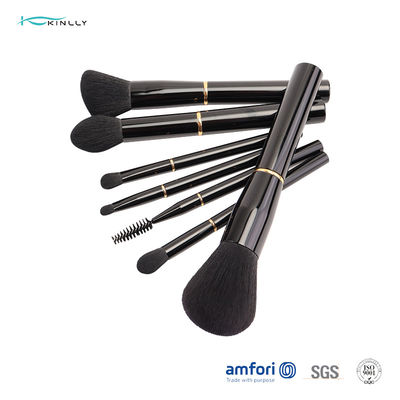 Escova da composição com as ferramentas sintéticas da beleza do cabelo de Rose Gold Ring Aluminium Ferrule