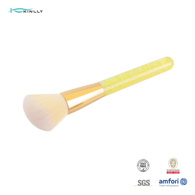 Do cabelo sintético plástico amarelo fraco do punho da escova da composição do pó do alto densidade escovas cosméticas