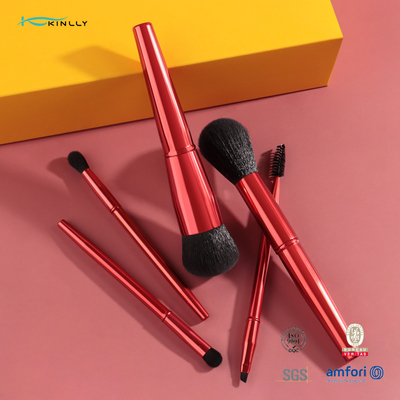 Do punho vermelho do metal de 5PCS Dard grupo de escovas sintético Logo Makeup Brush feito sob encomenda da composição do cabelo
