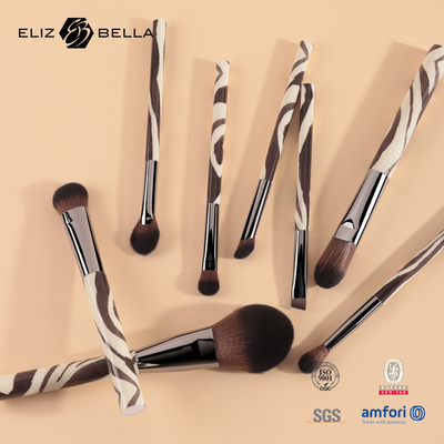 A composição das mulheres 8PCS escova o cabelo que 100% de Syntheitc da virola da arma a escova cosmética ajustou o punho plástico imprimindo completo