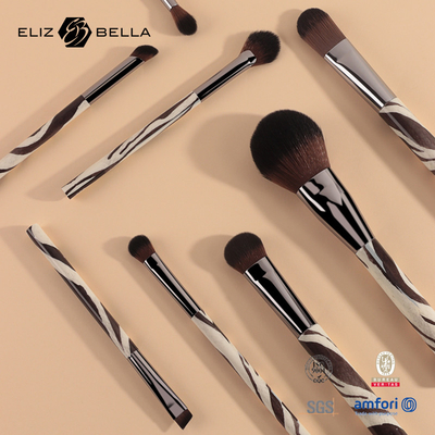 A composição das mulheres 8PCS escova o cabelo que 100% de Syntheitc da virola da arma a escova cosmética ajustou o punho plástico imprimindo completo