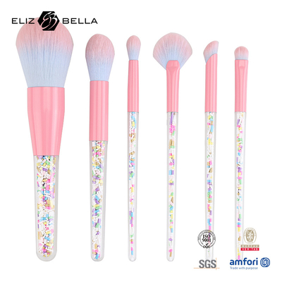 6pcs maquiagem pincel conjunto doces maquiagem escovas coloridas transparentes pincel manuseio plástico granular