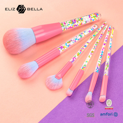 6pcs maquiagem pincel conjunto doces maquiagem escovas coloridas transparentes pincel manuseio plástico granular