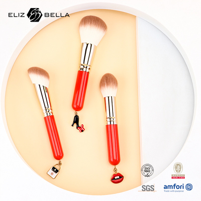 3pcs Manopla de madeira Esencial Escovinha Cosmética Conjunto de maquiagem de cabelo sintético Ferramentas OEM ODM