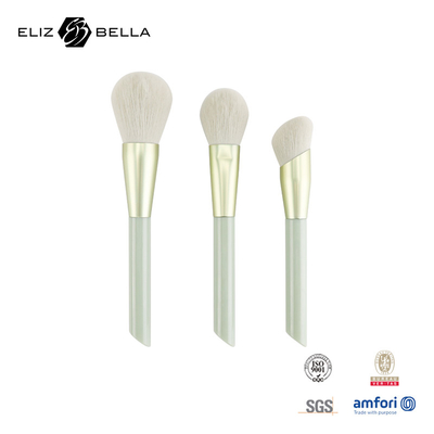 3pcs de escova de maquiagem personalizada para pó, blush, escova de contorno, alça de plástico e ferro de alumínio