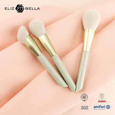 3pcs de escova de maquiagem personalizada para pó, blush, escova de contorno, alça de plástico e ferro de alumínio