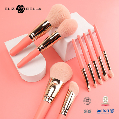 9PCS Cute Brushes de maquiagem com manuseio de madeira curto 100% cabelo sintético OEM