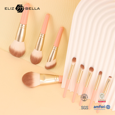 Conjunto de escovas de maquiagem profissional de 9pcs com alça de madeira e ferrule de alumínio personalizado