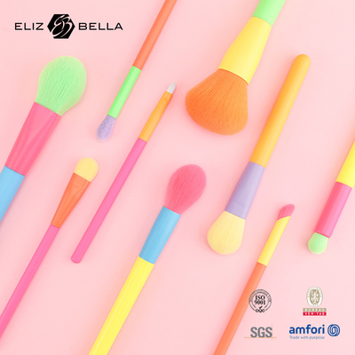 12PCS escovas de maquiagem com alça de madeira colorida e ferrule LOGO personalizado aceito