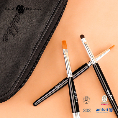 Customize 9 pincéis de maquiagem Travel Pro com alça de madeira preta e ferro de alumínio