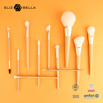11 Peças Nice Madeira Manuseio maquiagem de beleza escova ferramentas, Ferrule de alumínio escovas cosméticas, escovas sintéticas de cabelo kits