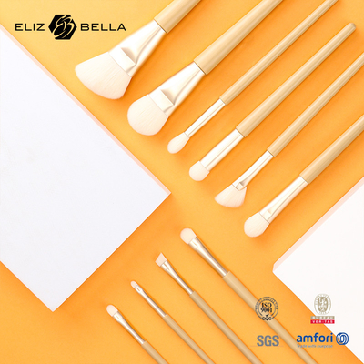 11 Peças Nice Madeira Manuseio maquiagem de beleza escova ferramentas, Ferrule de alumínio escovas cosméticas, escovas sintéticas de cabelo kits