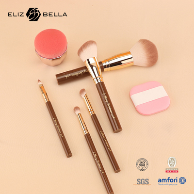 Conjunto de escovas de maquiagem de viagem usadas com blusher, concealer, lápis de sobrancelha, linho de olhos, pedidos OEM / ODM bem-vindos