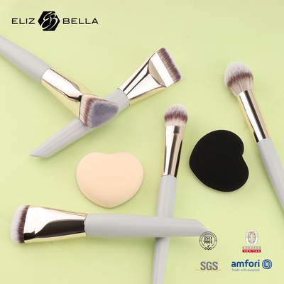 Mini Set de escovas de maquiagem de viagem   5PCS Escovas cosméticas veganas e sem crueldade para rosto e olhos