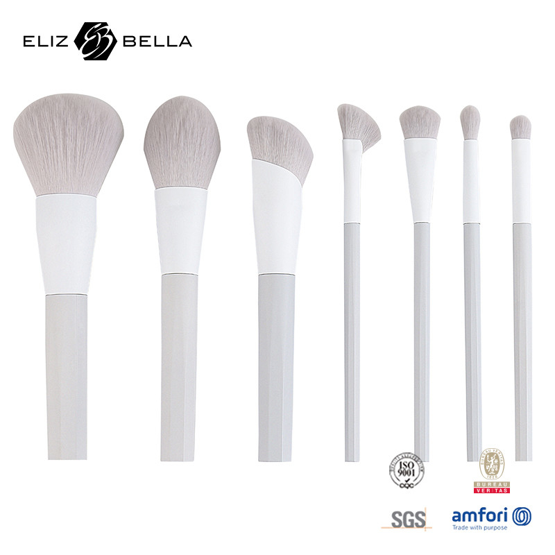 7pcs escovas de maquiagem com cabelo sintético e suportar manuseio de plástico Ferrule de alumínio, pedidos OEM bem-vindo