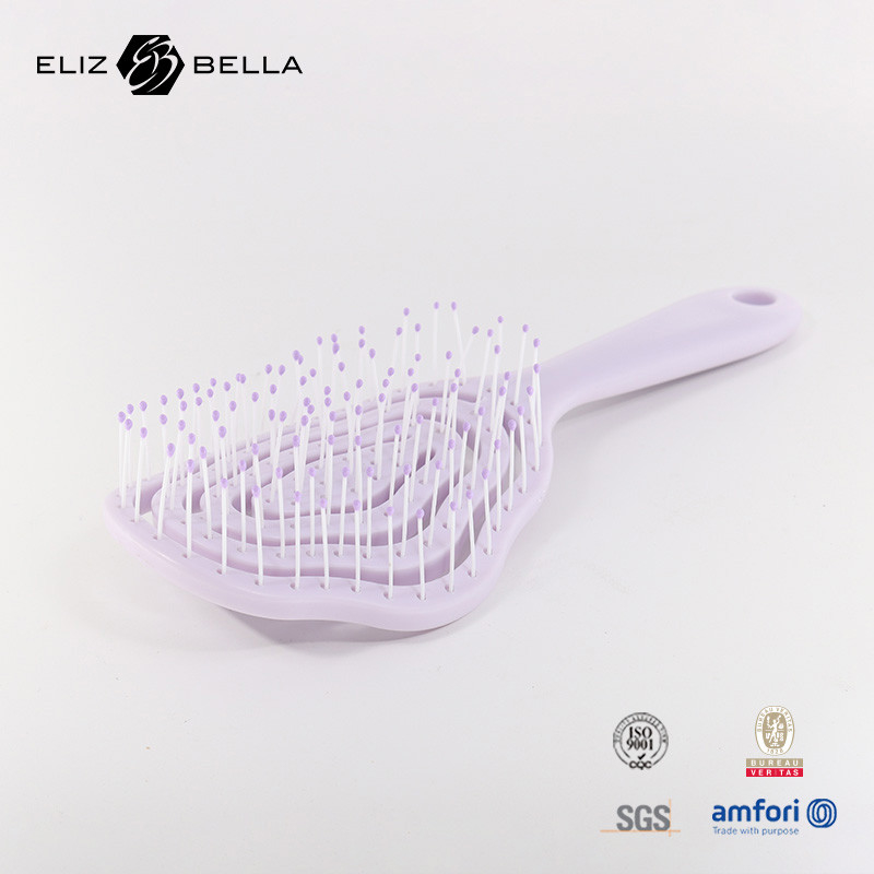 Logotipo personalizado Ventilador curvo molhado e seco escalpe escova de massagem de cabelo escova de cabelo quadrada remota escova de cabelo detangle para cabelo encaracolado